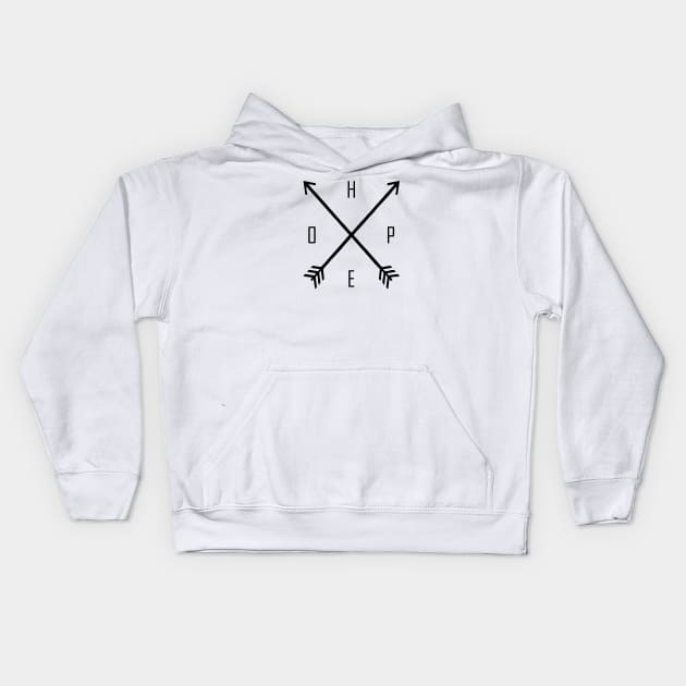 hope arrow black Kids Hoodie by Typography Dose